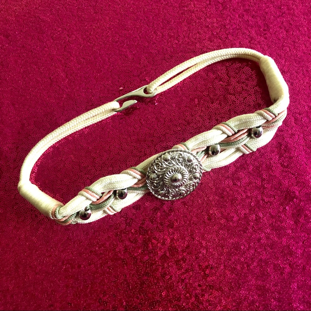 🪝VINTAGE Silver Woven Rope Belt with Hook